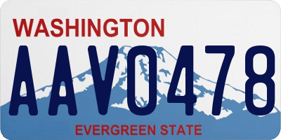 WA license plate AAV0478