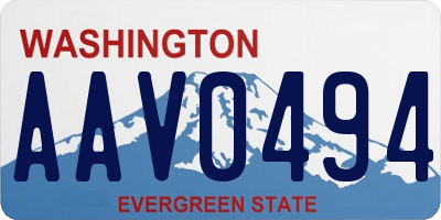 WA license plate AAV0494