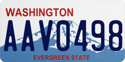 WA license plate AAV0498