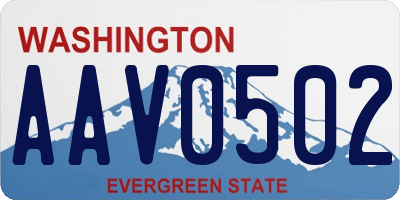 WA license plate AAV0502