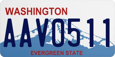 WA license plate AAV0511