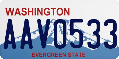 WA license plate AAV0533