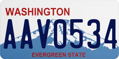 WA license plate AAV0534