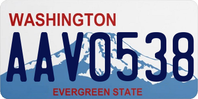 WA license plate AAV0538