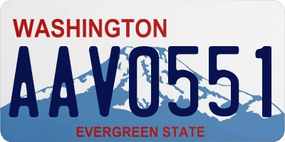 WA license plate AAV0551