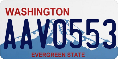 WA license plate AAV0553