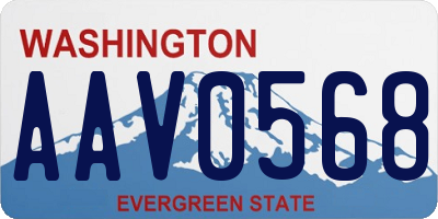 WA license plate AAV0568