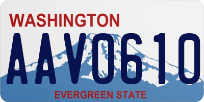 WA license plate AAV0610