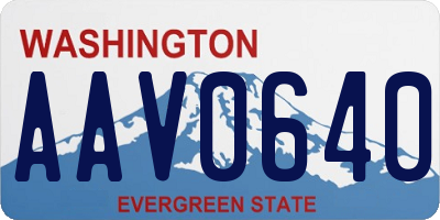 WA license plate AAV0640