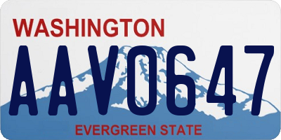 WA license plate AAV0647