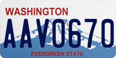 WA license plate AAV0670
