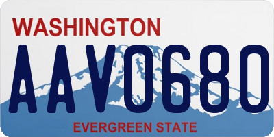 WA license plate AAV0680