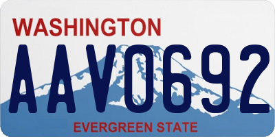 WA license plate AAV0692