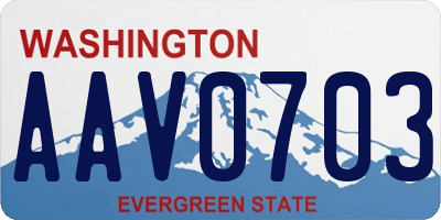WA license plate AAV0703