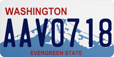 WA license plate AAV0718
