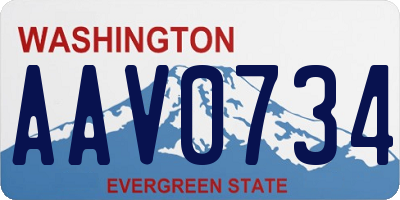 WA license plate AAV0734
