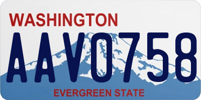 WA license plate AAV0758