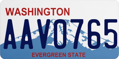 WA license plate AAV0765