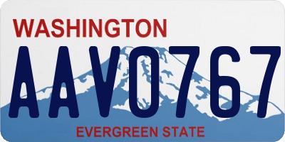 WA license plate AAV0767