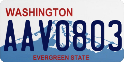 WA license plate AAV0803