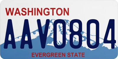 WA license plate AAV0804
