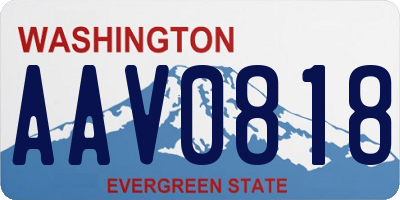 WA license plate AAV0818