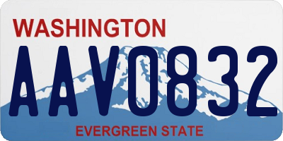 WA license plate AAV0832