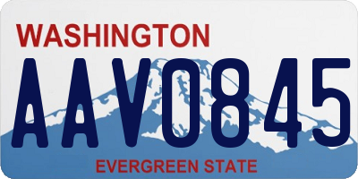 WA license plate AAV0845