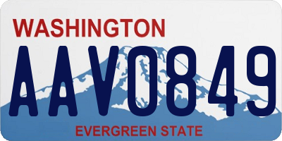 WA license plate AAV0849