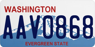 WA license plate AAV0868