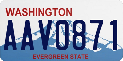 WA license plate AAV0871