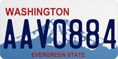 WA license plate AAV0884