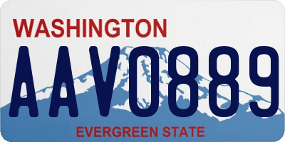 WA license plate AAV0889