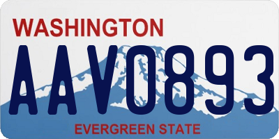WA license plate AAV0893