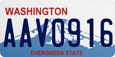 WA license plate AAV0916