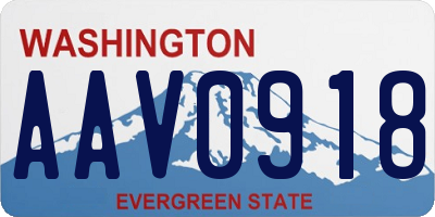 WA license plate AAV0918
