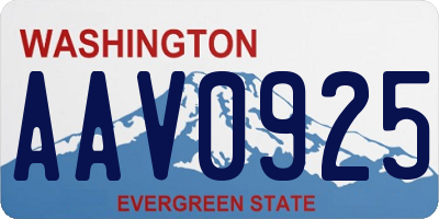 WA license plate AAV0925