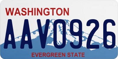 WA license plate AAV0926