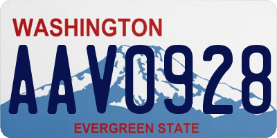 WA license plate AAV0928