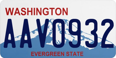 WA license plate AAV0932