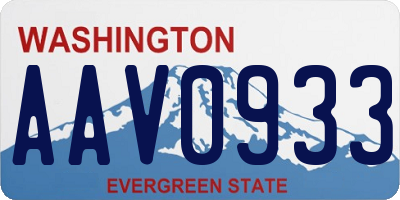 WA license plate AAV0933
