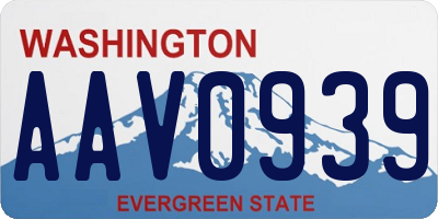 WA license plate AAV0939