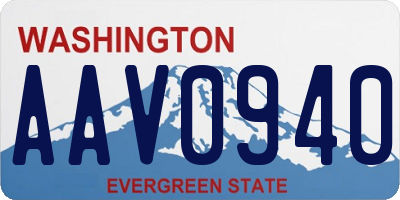 WA license plate AAV0940