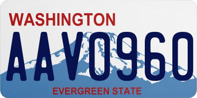 WA license plate AAV0960