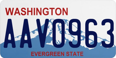 WA license plate AAV0963