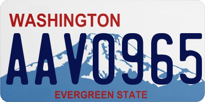 WA license plate AAV0965
