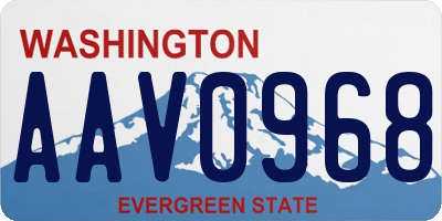 WA license plate AAV0968