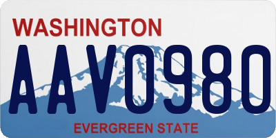 WA license plate AAV0980