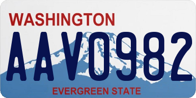 WA license plate AAV0982