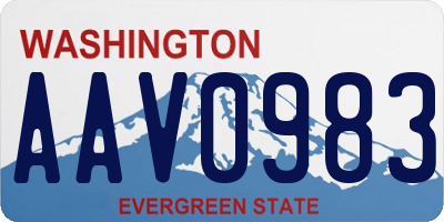 WA license plate AAV0983